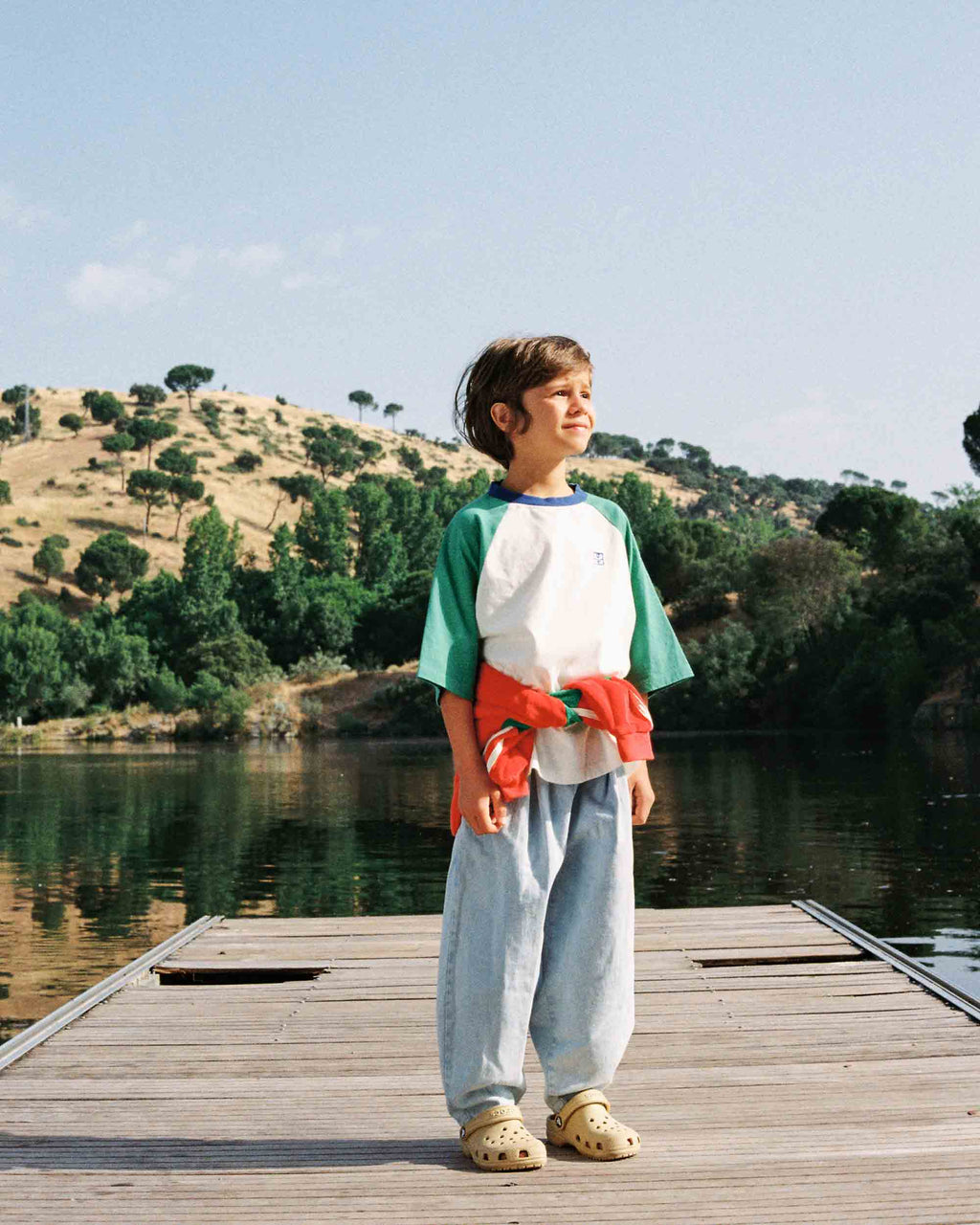 T-shirt à Blocs de Couleur Verts