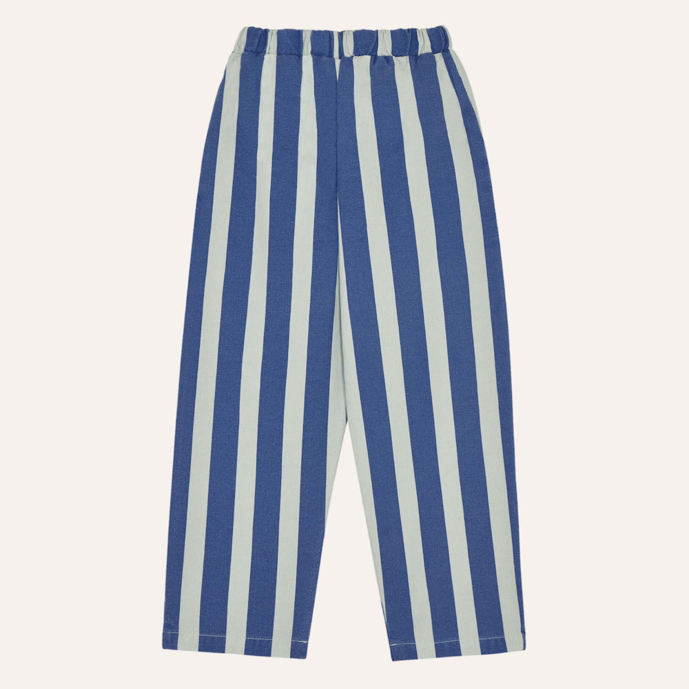 Pantalon Délavé à Rayures Bleues