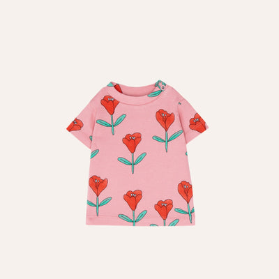vetements durables the campamento T-shirt bébé rose fleurs