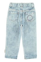 Jean unisexe en denim bleu délavé