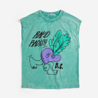 T-shirt Sans Manches Vert à Imprimé Rapid Radish