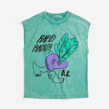 T-shirt Sans Manches Vert à Imprimé Rapid Radish