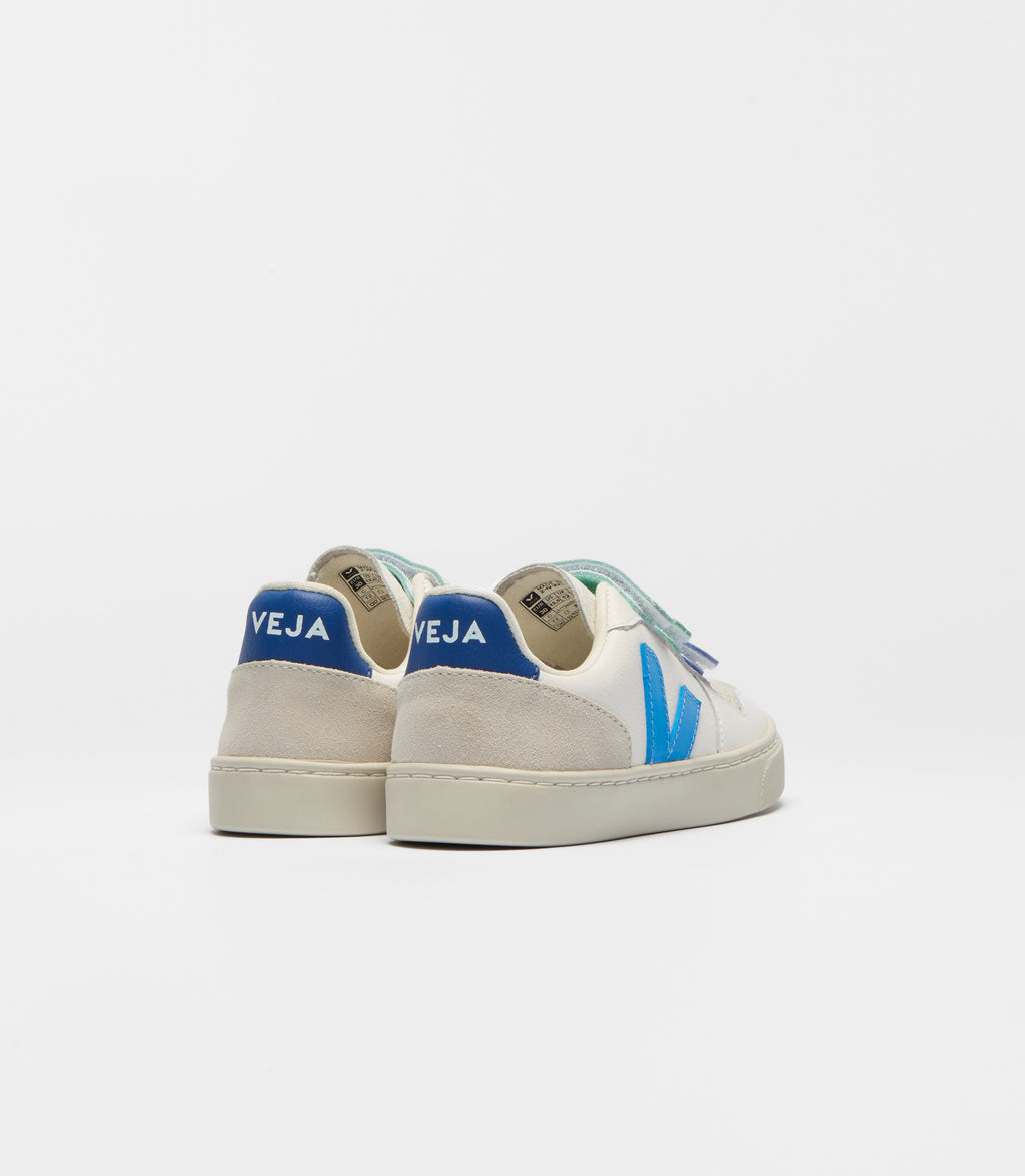 Veja Small V-10 Leather Sneakers – White/Egee