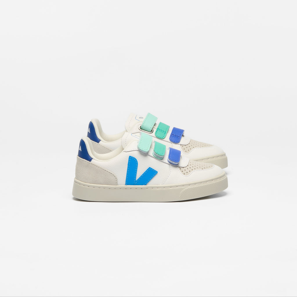 Veja Small V-10 Leather Sneakers – White/Egee