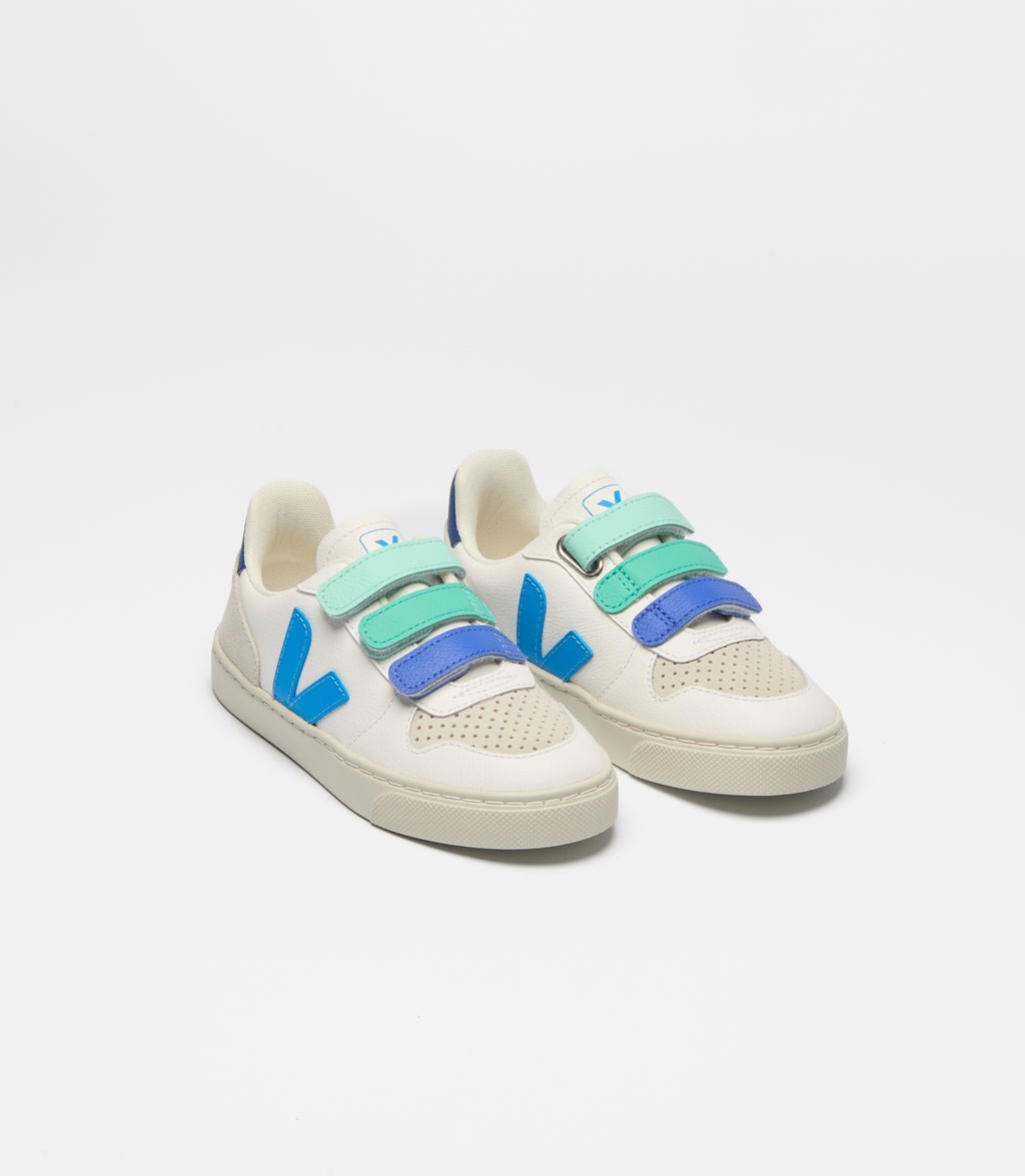 Veja Small V-10 Leather Sneakers – White/Egee