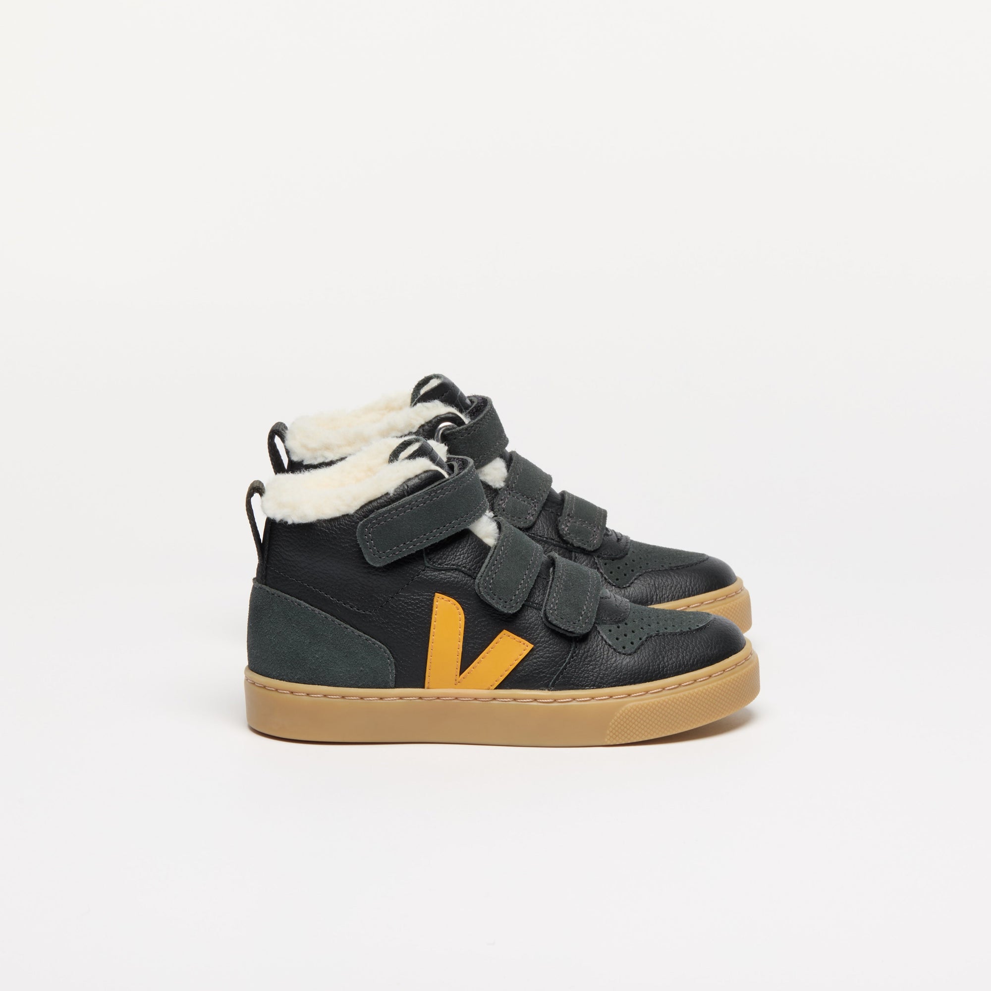 V - 10 mid -Furred Leather Black/Ouro/Grafite sneakers