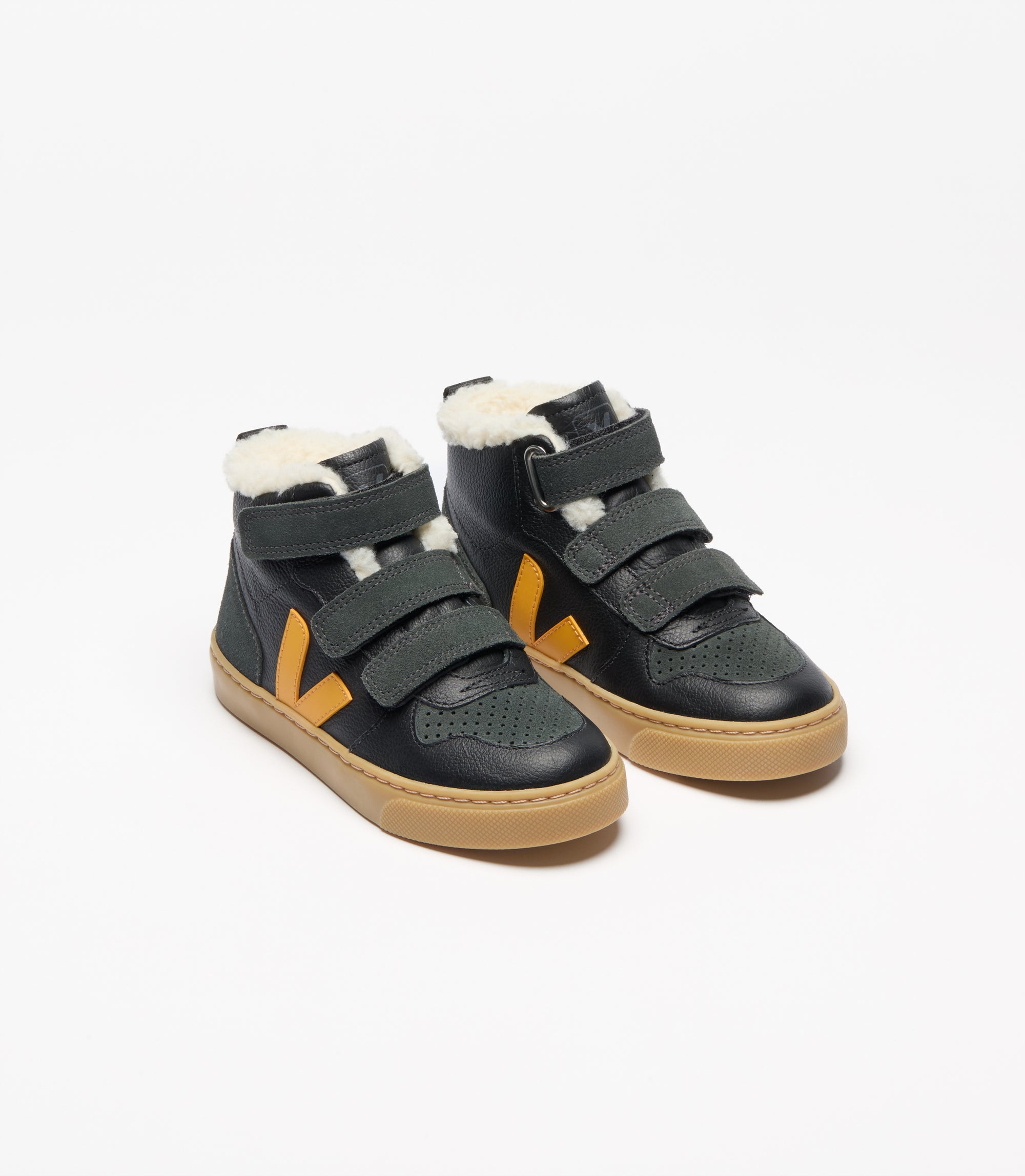 V - 10 mid -Furred Leather Black/Ouro/Grafite sneakers
