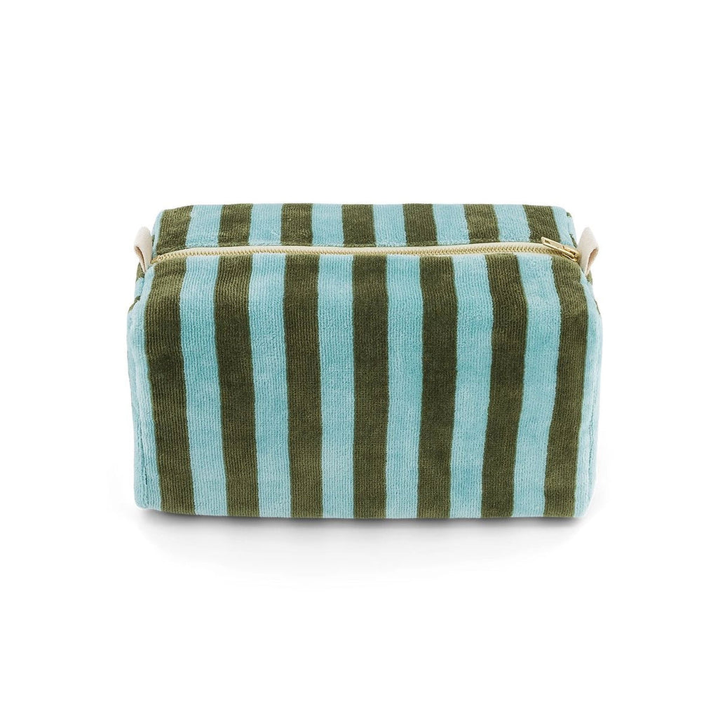 Trousse de toilette Vic rayures vert & bleu