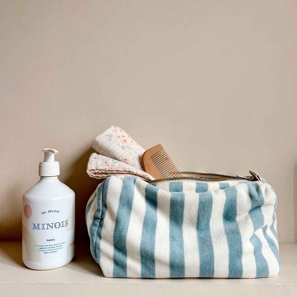 Vic Wash Bag – Light pink Stripes terry
