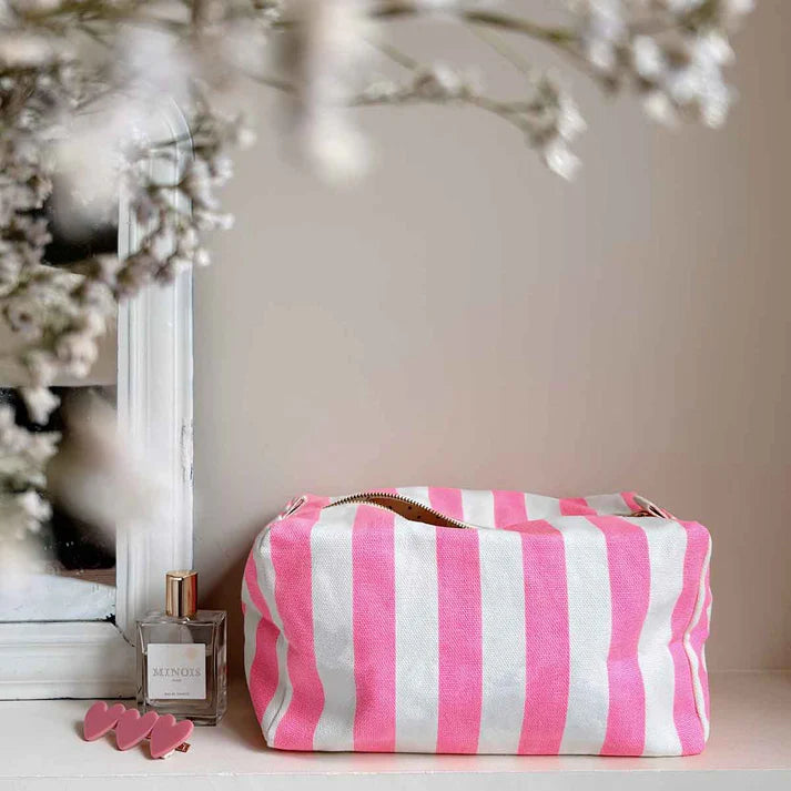 Vic Toiletry Pouch – Neon Pink Stripes