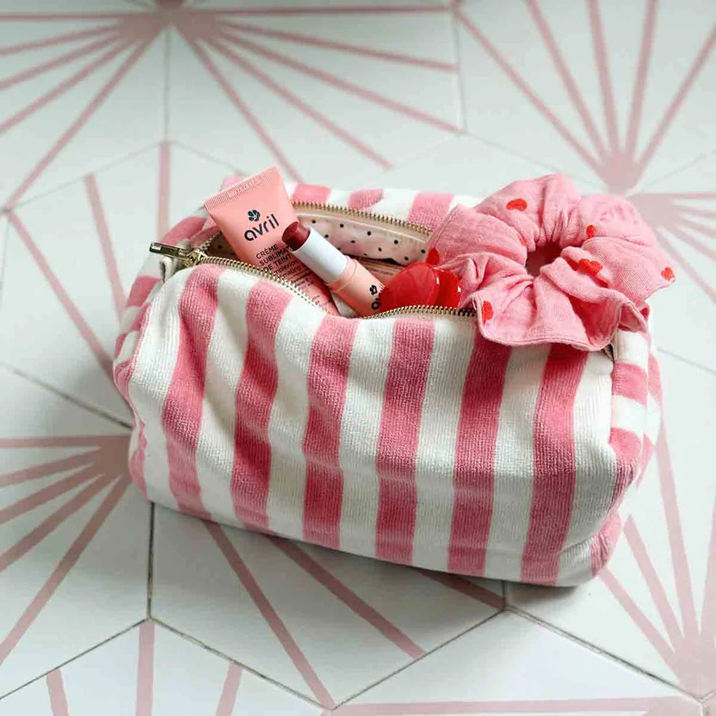 Vic Wash Bag – Light pink Stripes terry