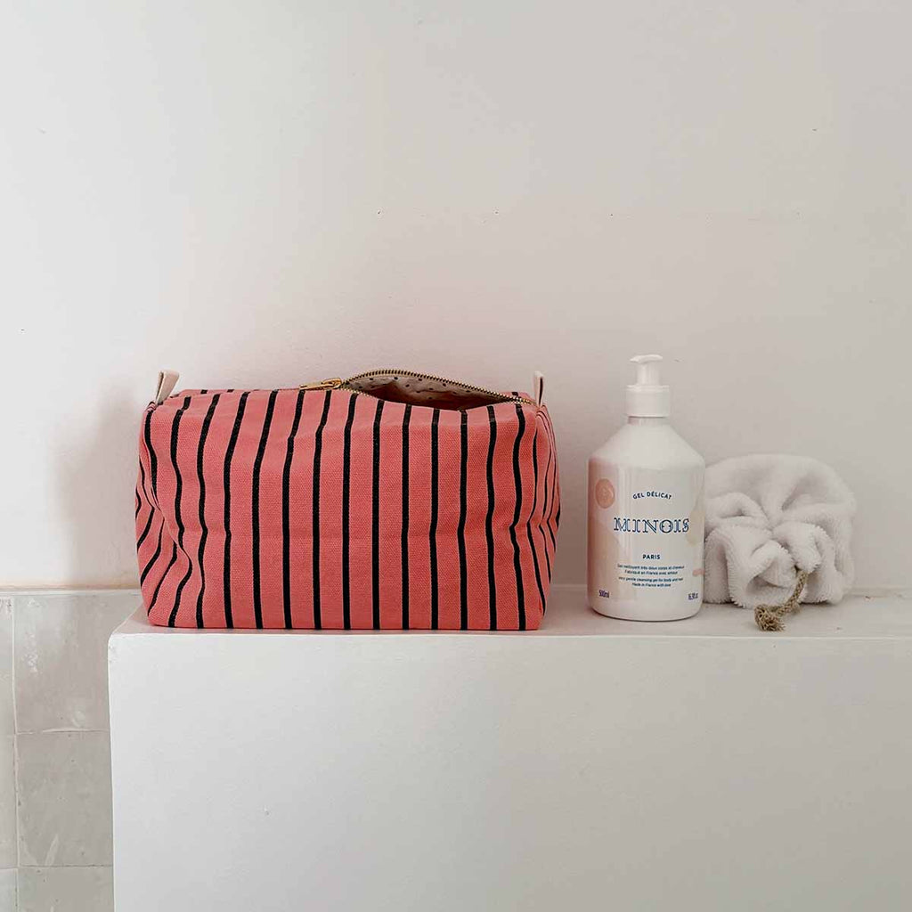 Trousse de toilette Vic - Rayé Tennis Funky pink