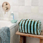 Trousse de toilette Vic rayures vert & bleu