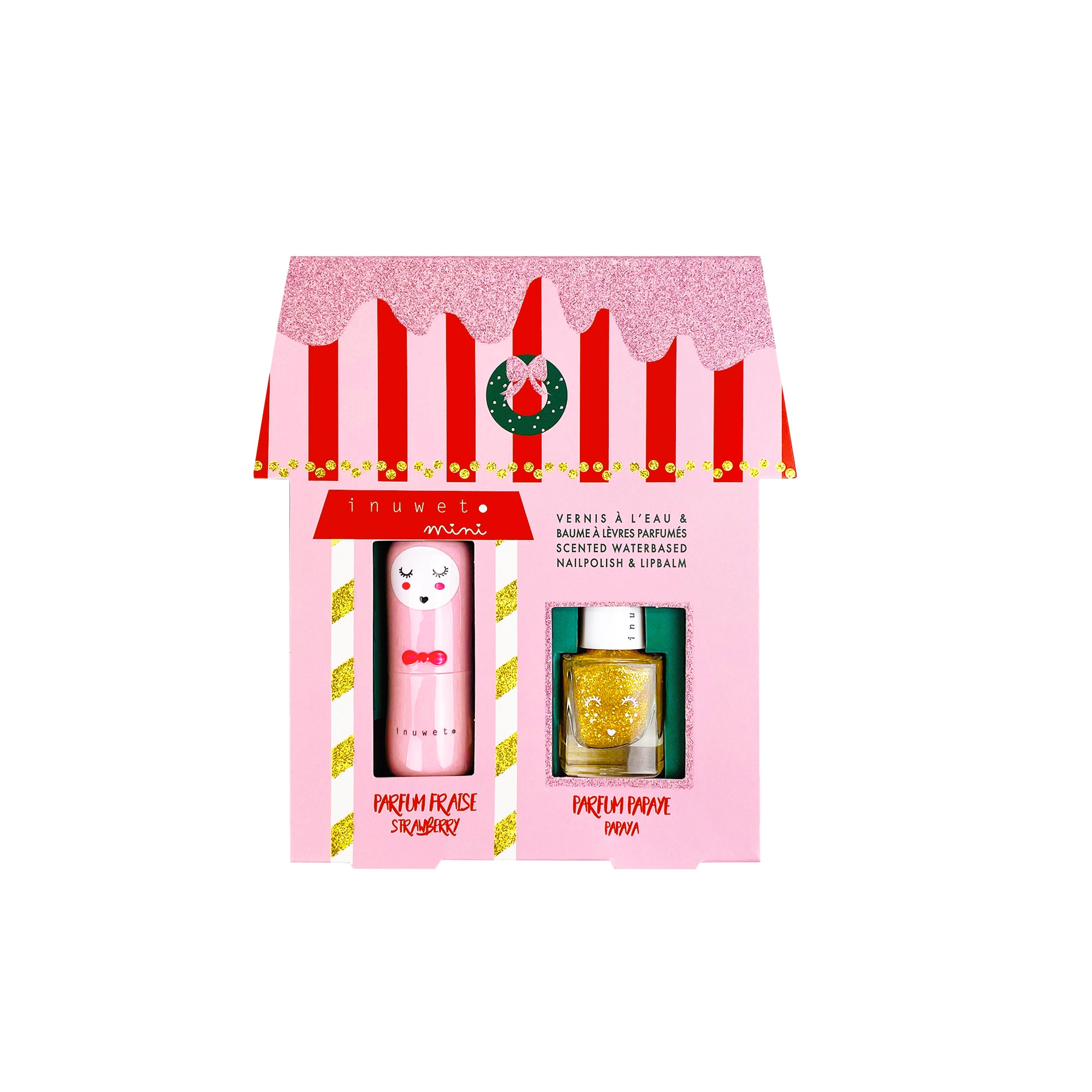 Lip balm and varnish with gilded water
