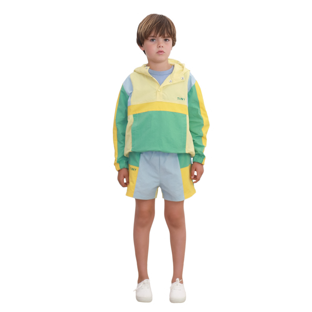 Short Tissé à Blocs de Couleurs