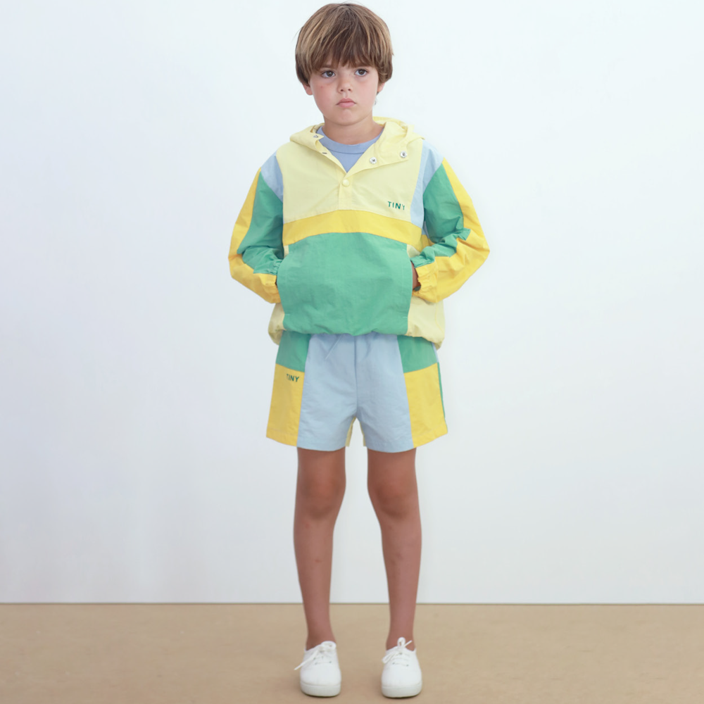 Short Tissé à Blocs de Couleurs