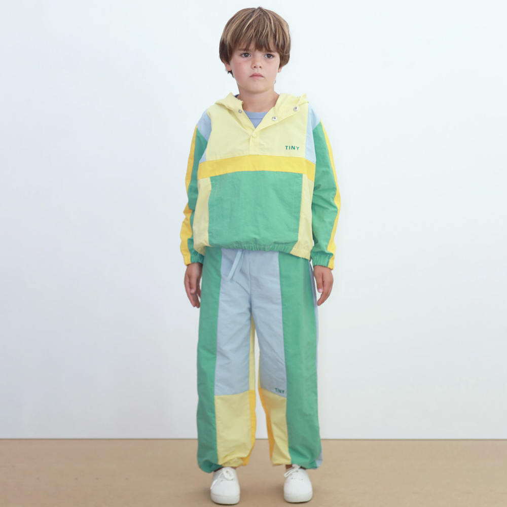 Veste Tissée à Blocs de Couleurs