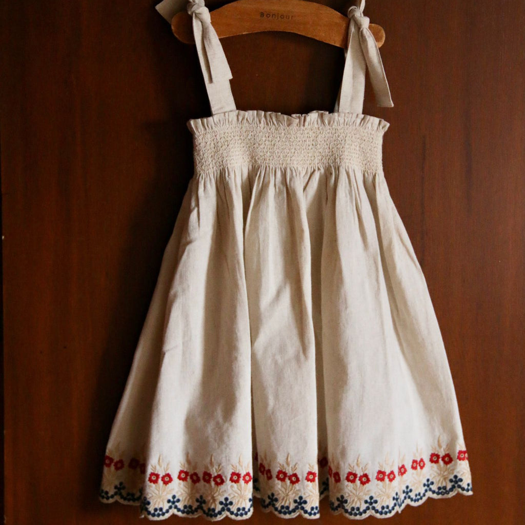 Robe Brodée Coton Naturel