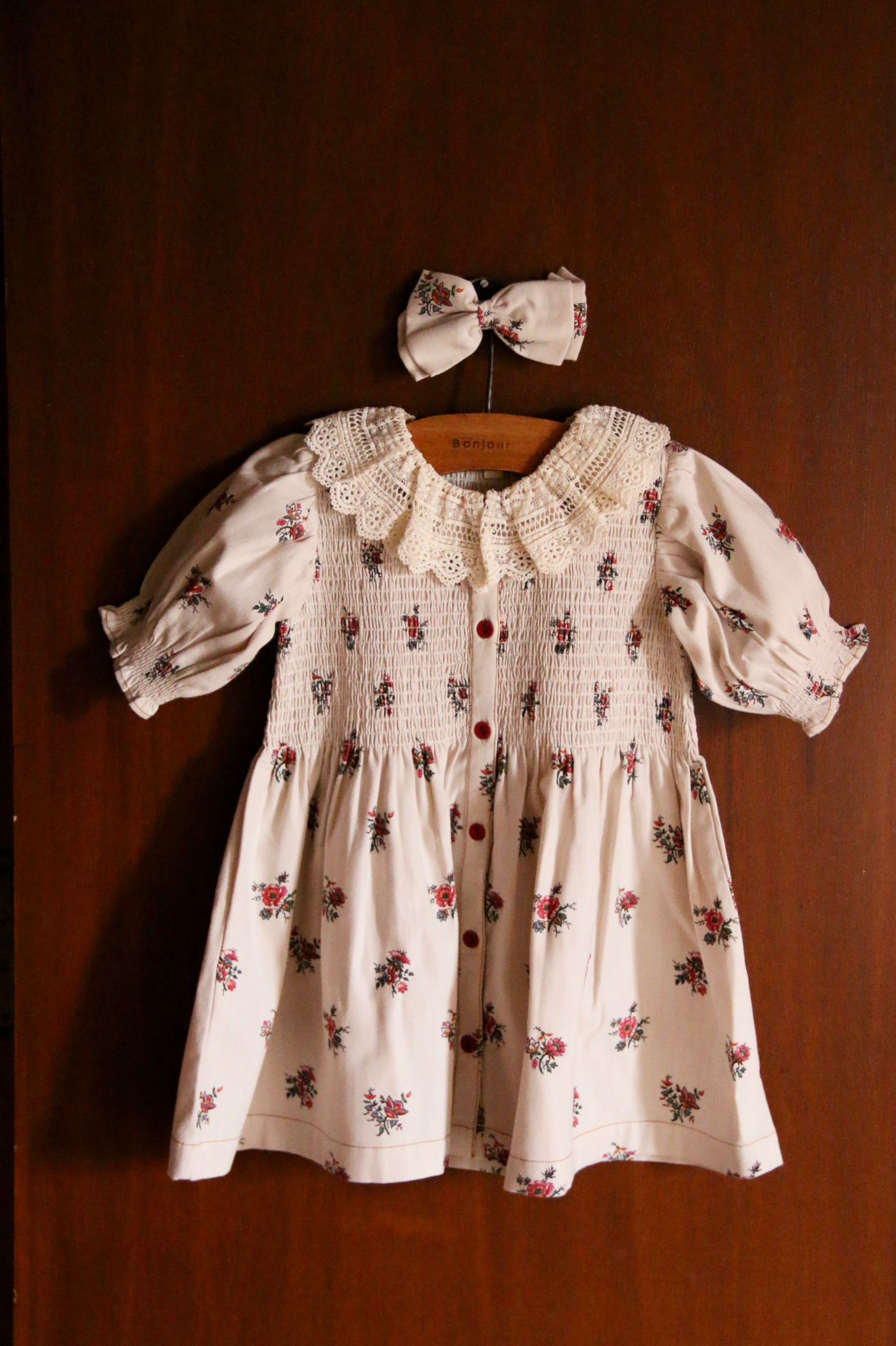 Garden Flowers denim tunic with hair clip