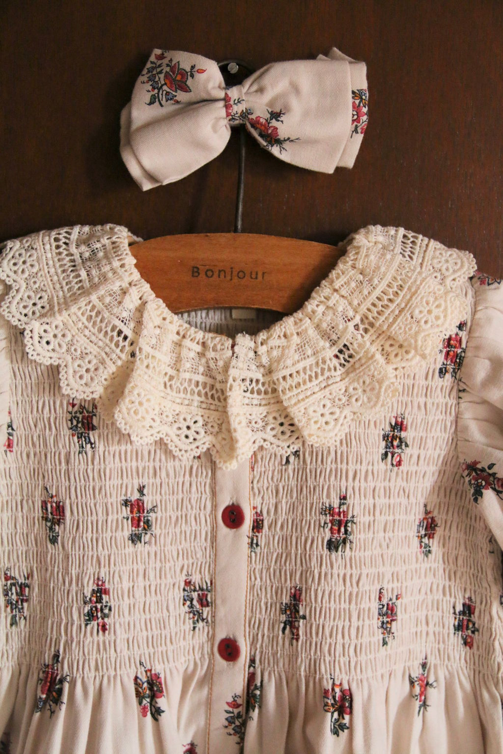 Garden Flowers denim tunic with hair clip