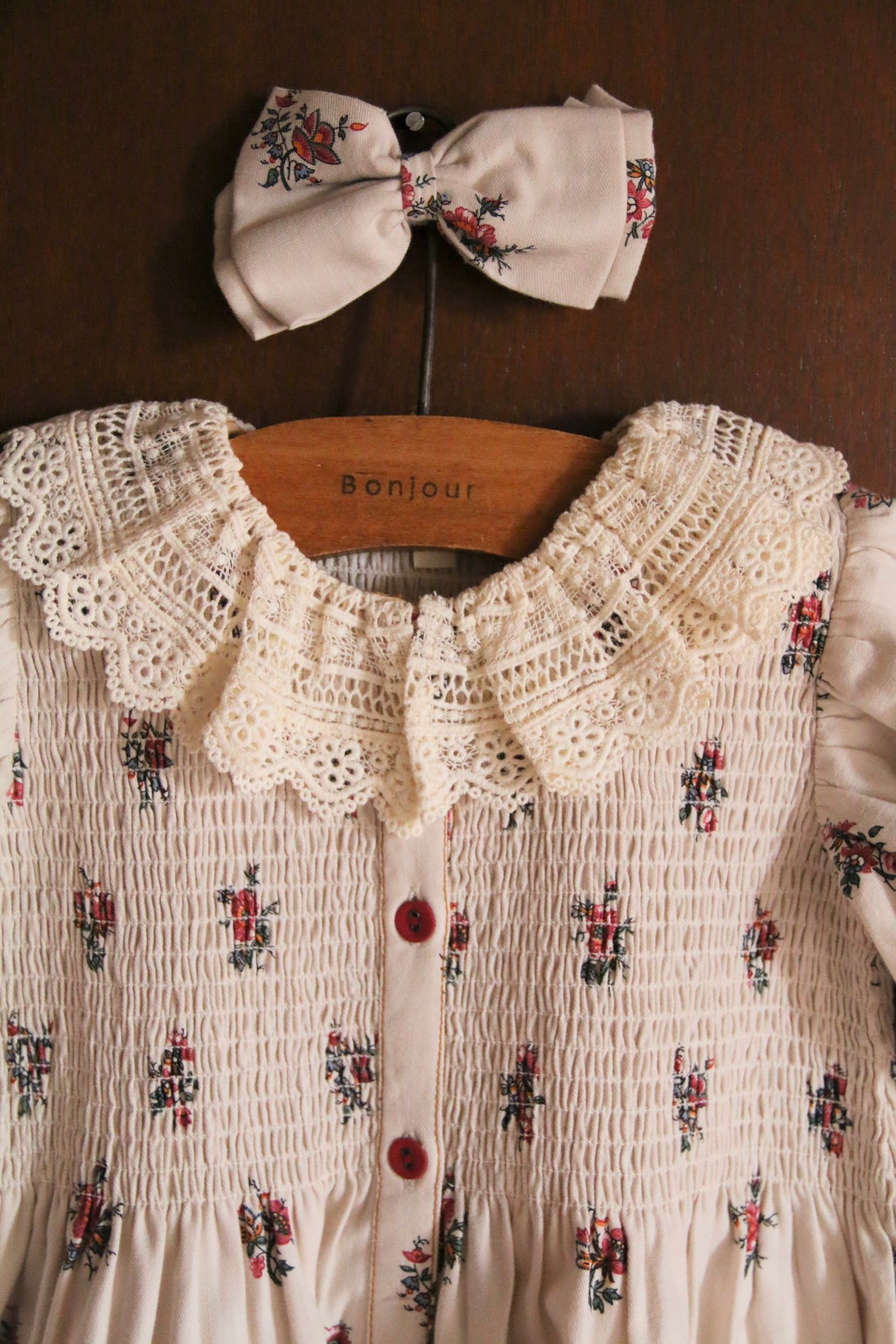 Garden Flowers denim tunic with hair clip