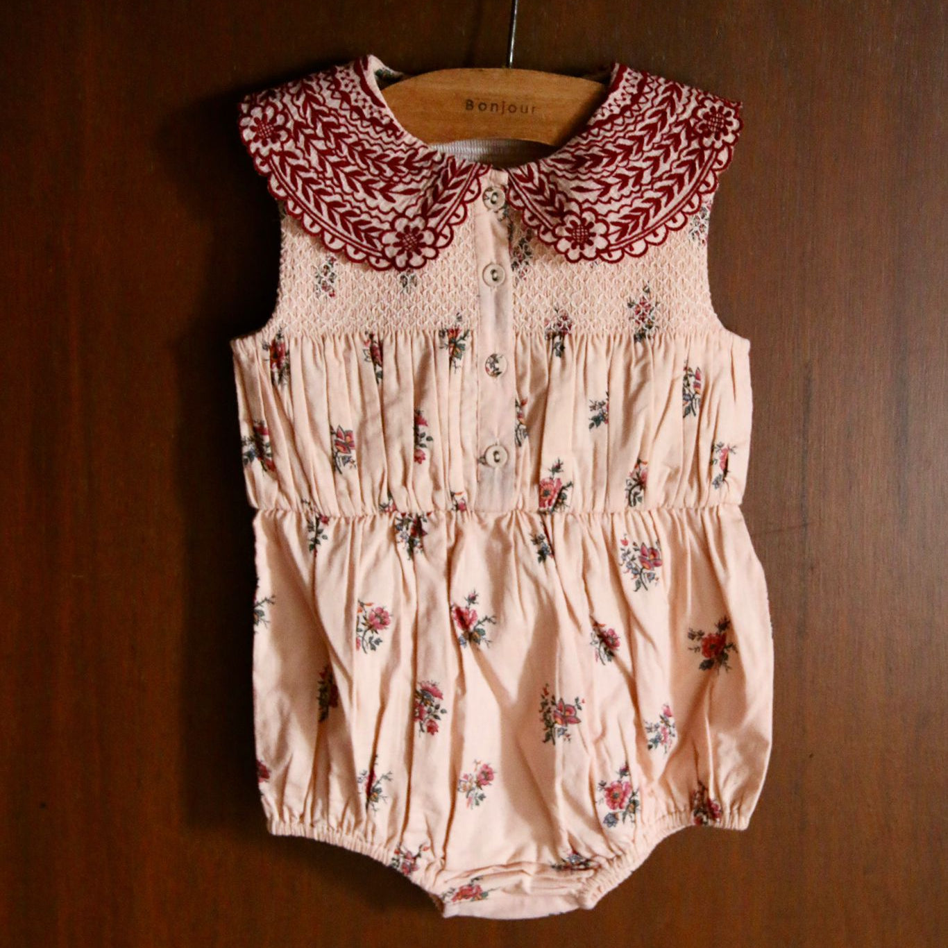 Baby Romper with Scarf Pink Garden Flowers