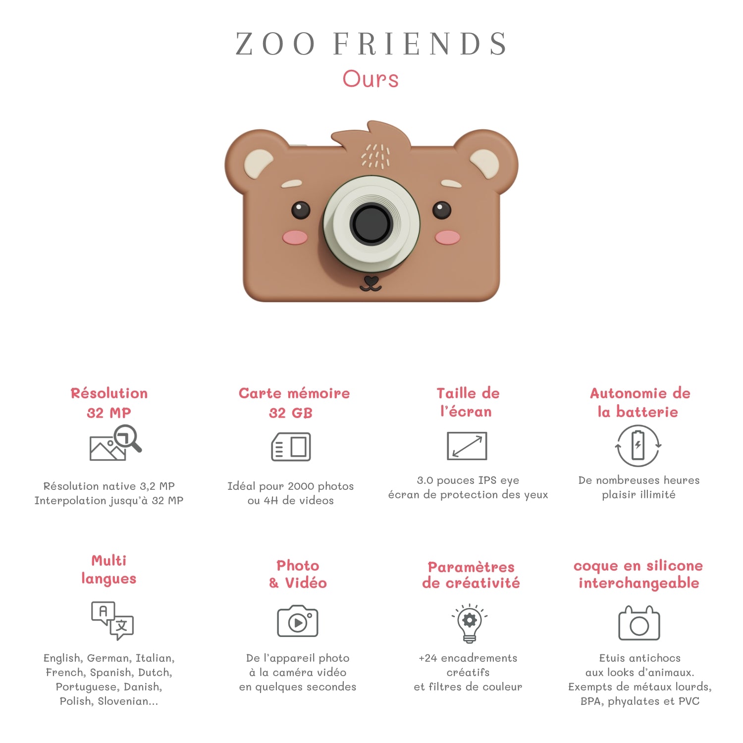 Camera Zoo Friends Bear 