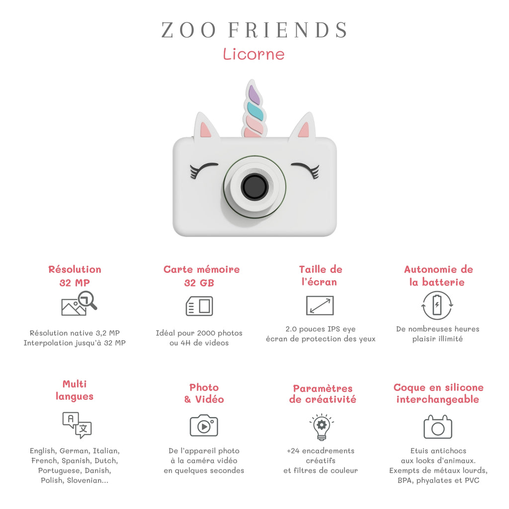 Appareil photo Zoo Friends Licorne