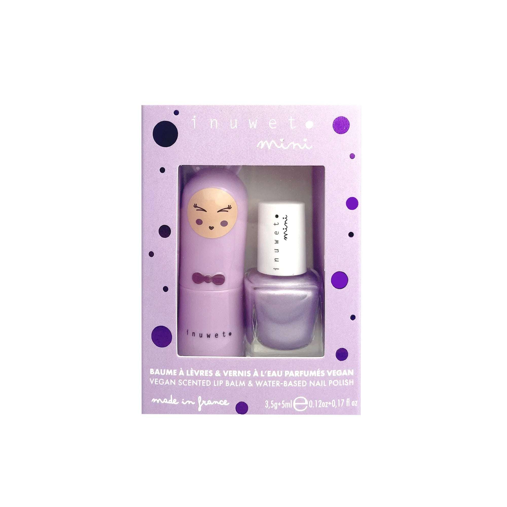 Aqua duo: lip balm and purple varnish