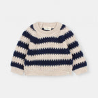 Pull doux en maille - bébé marine & blanc