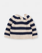 Pull doux en maille - bébé marine & blanc