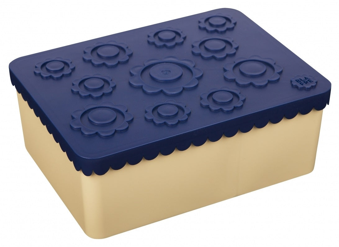 Blafre lunch box 3 compartiments fleurs bleu marin et beige