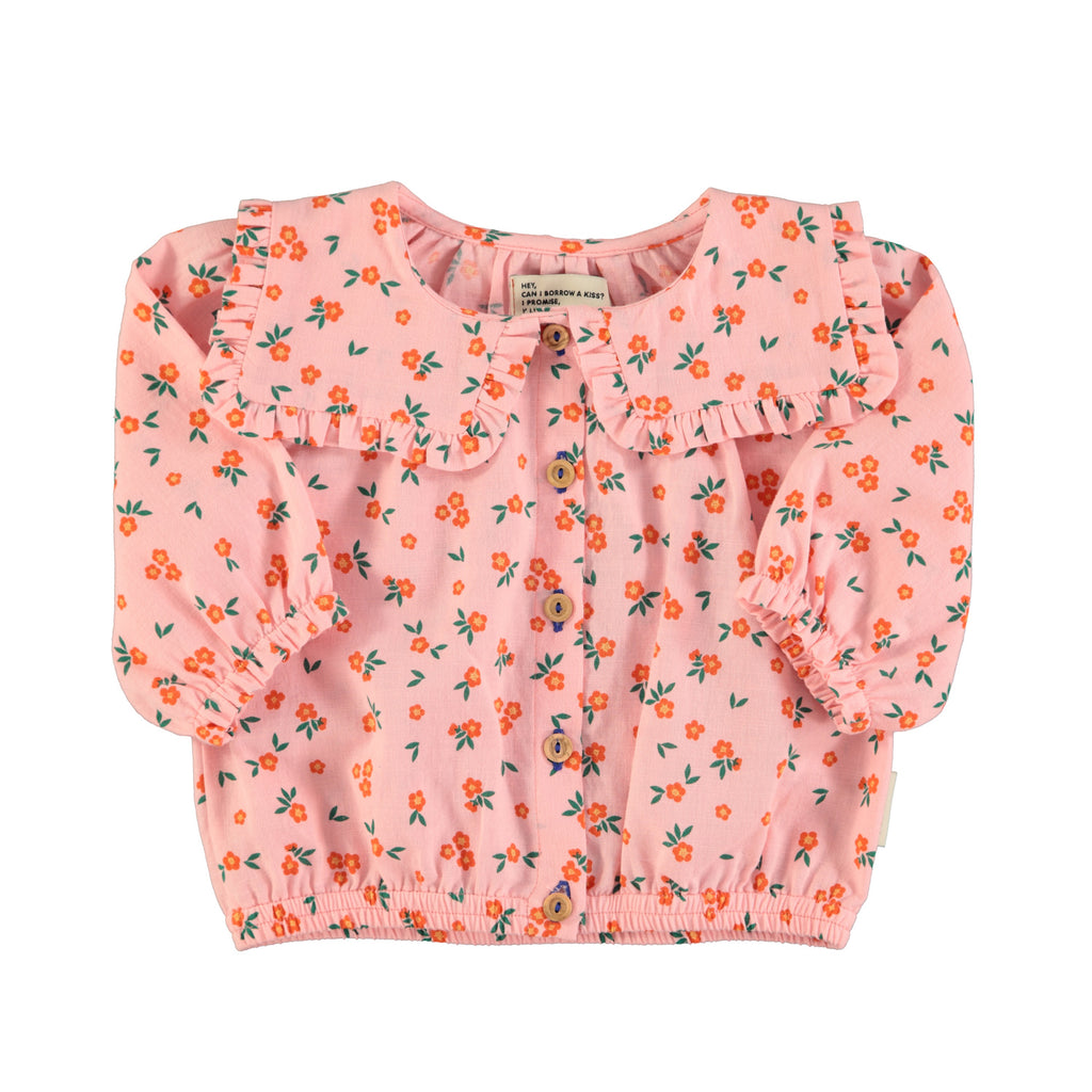 Flower pink sailor collar blouse