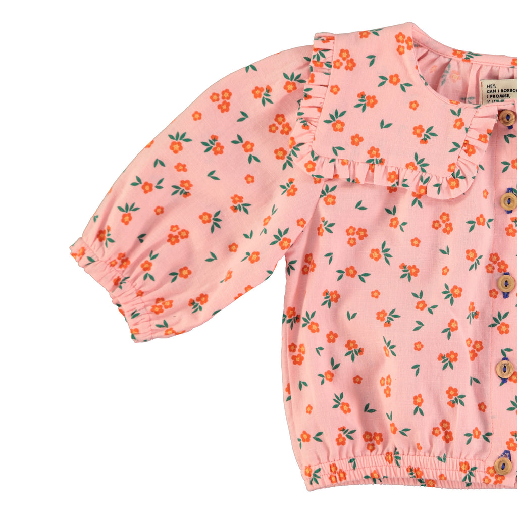 Flower pink sailor collar blouse