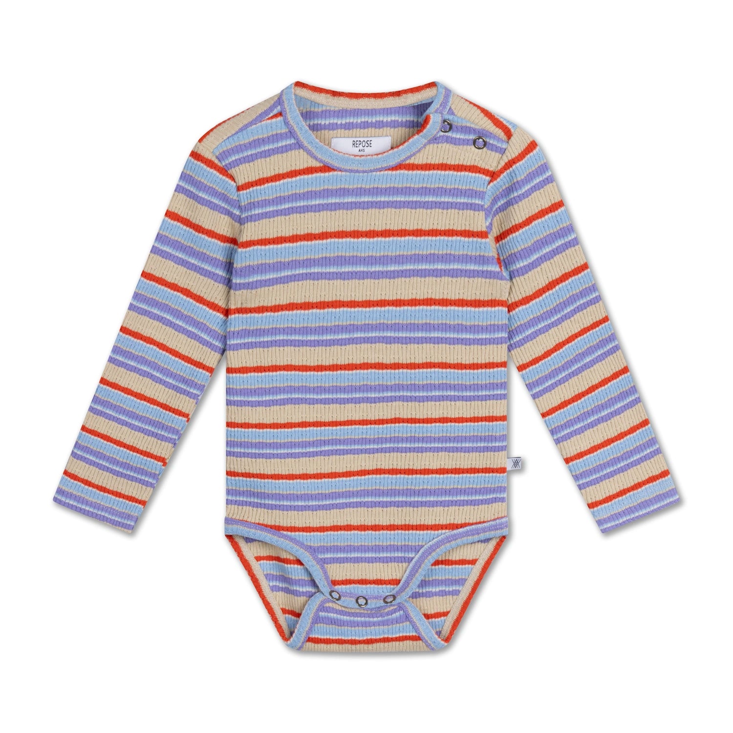 Long-sleeved bodysuit with multicolored stripes