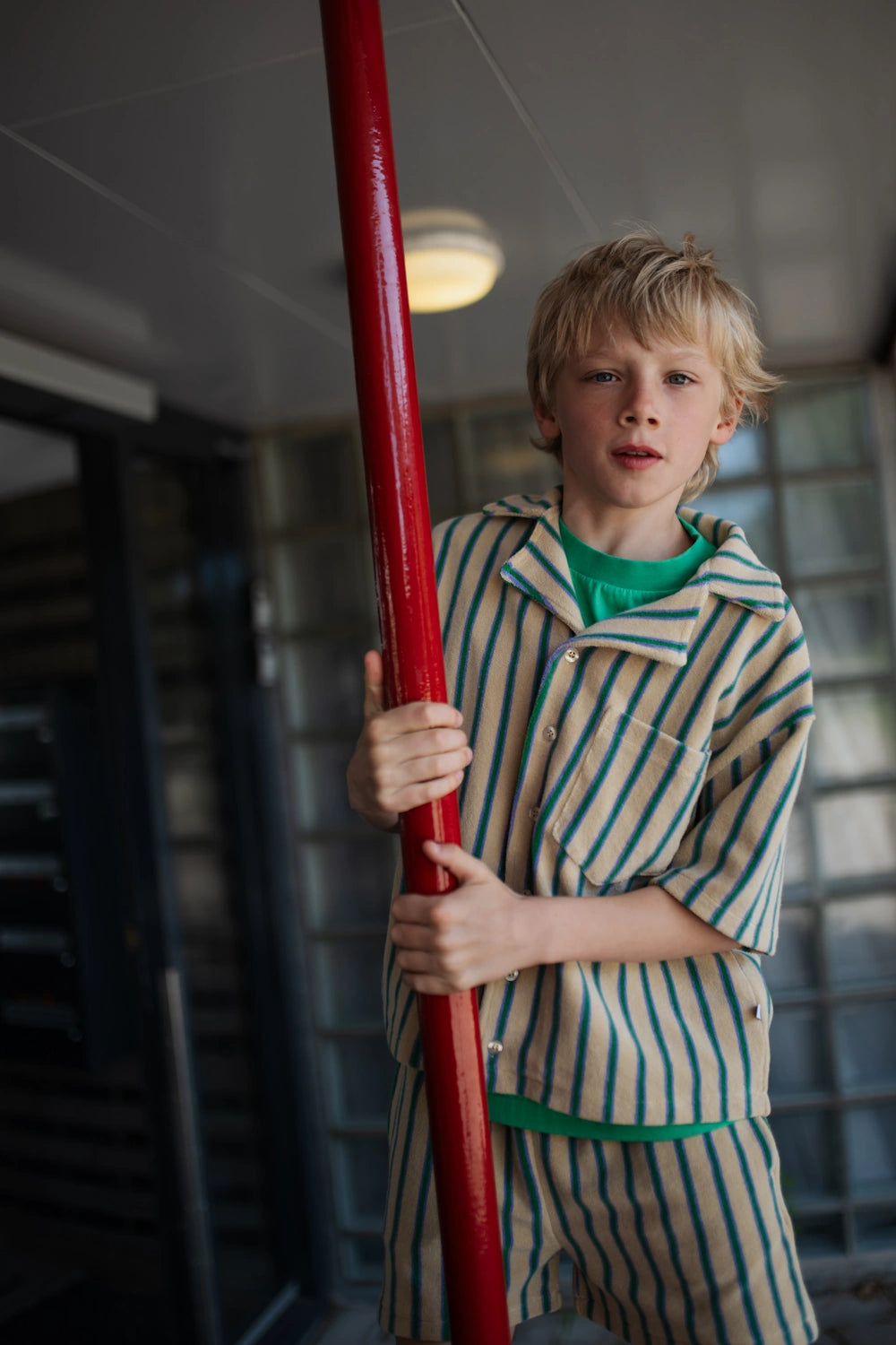 Jade Bloom Striped Short Shirt