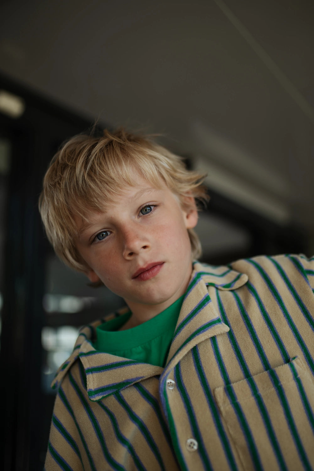 Jade Bloom Striped Short Shirt