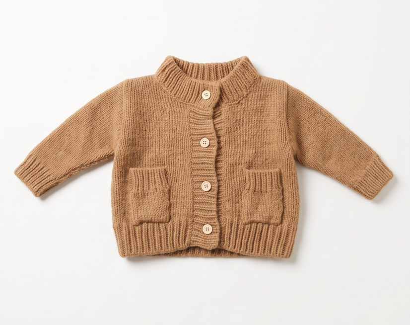 Cardigan bébé en maille à poches — Camel