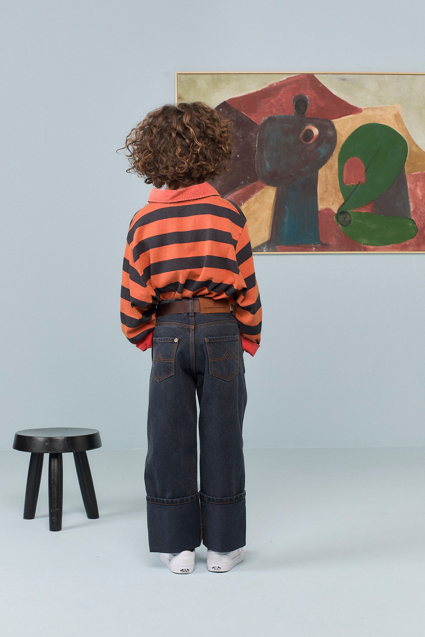 Polo rayé orange et brun LIONFISH The Animals Observatory pour enfant – vue 3