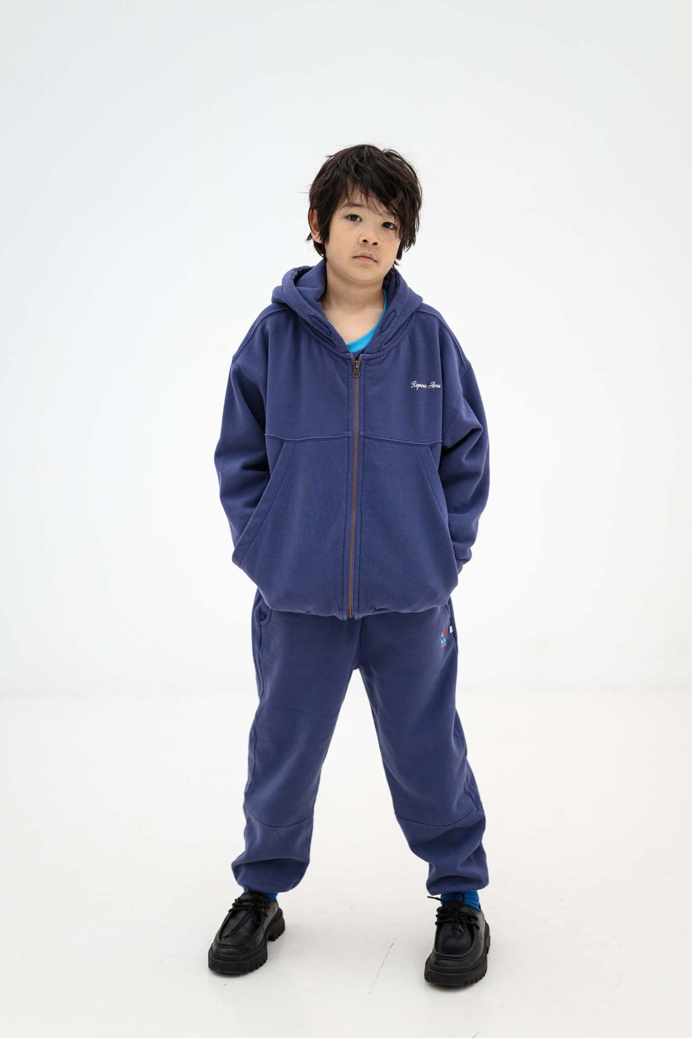 Sweat Zippé à Capuche Bleu Repose AMS - look face