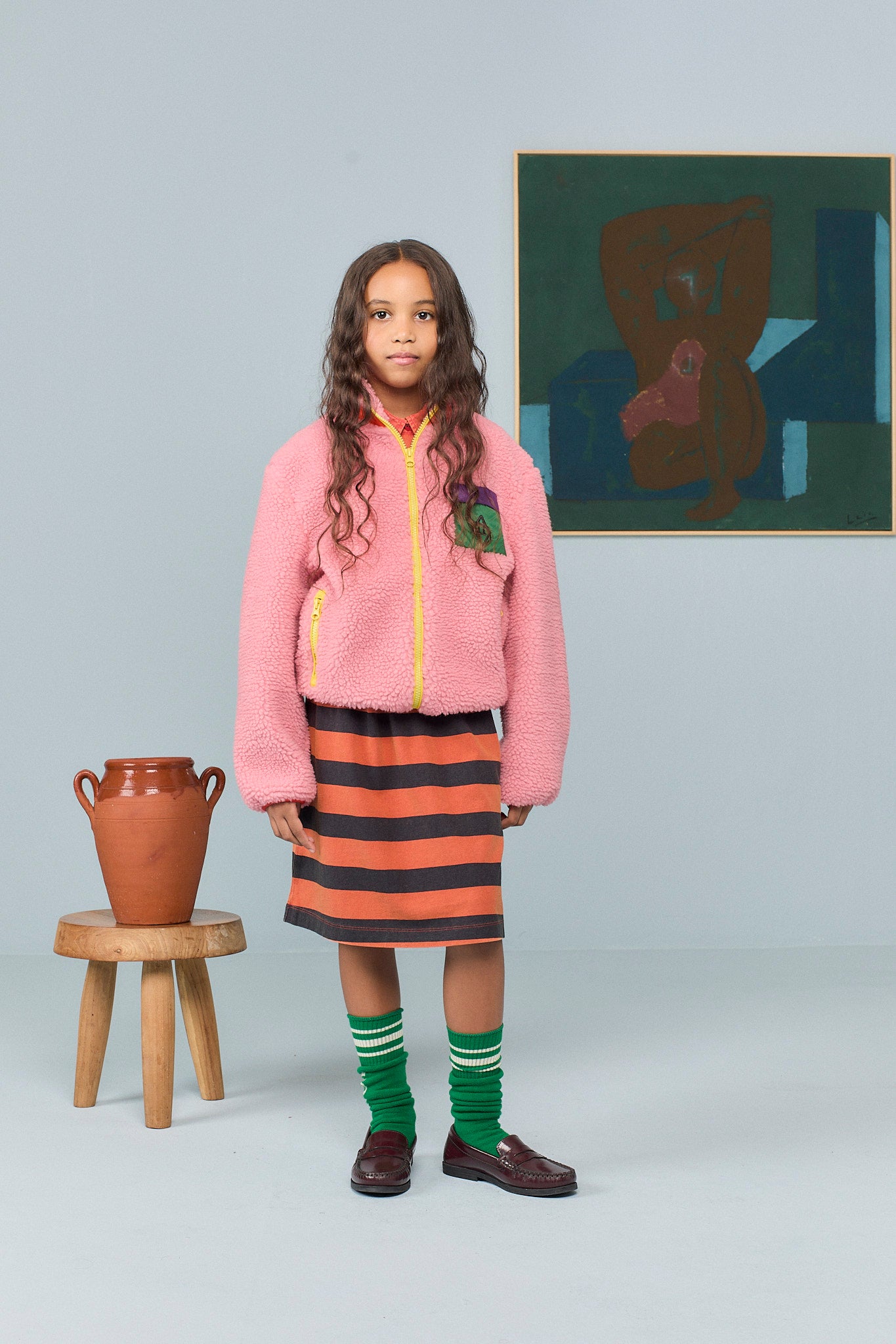 Veste teddy zippée rose SHREW The Animals Observatory pour enfant – vue 2