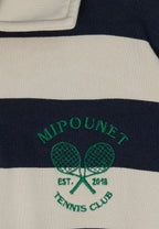 Sweat MIPOUNET écru à rayures enfant, détail molleton — Little Dudes