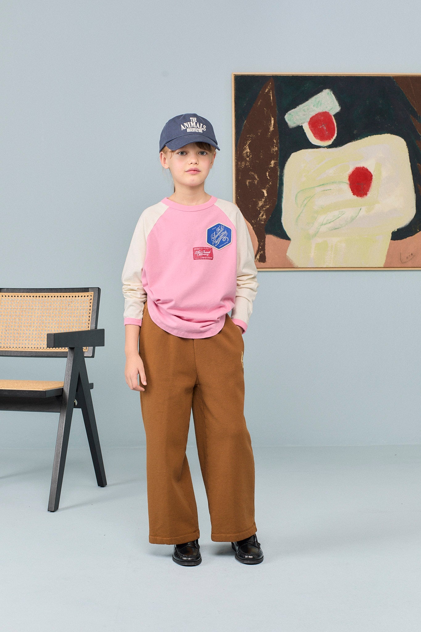 T-shirt manches longues ecru/rose ANTEATER The Animals Observatory pour enfant – vue 2
