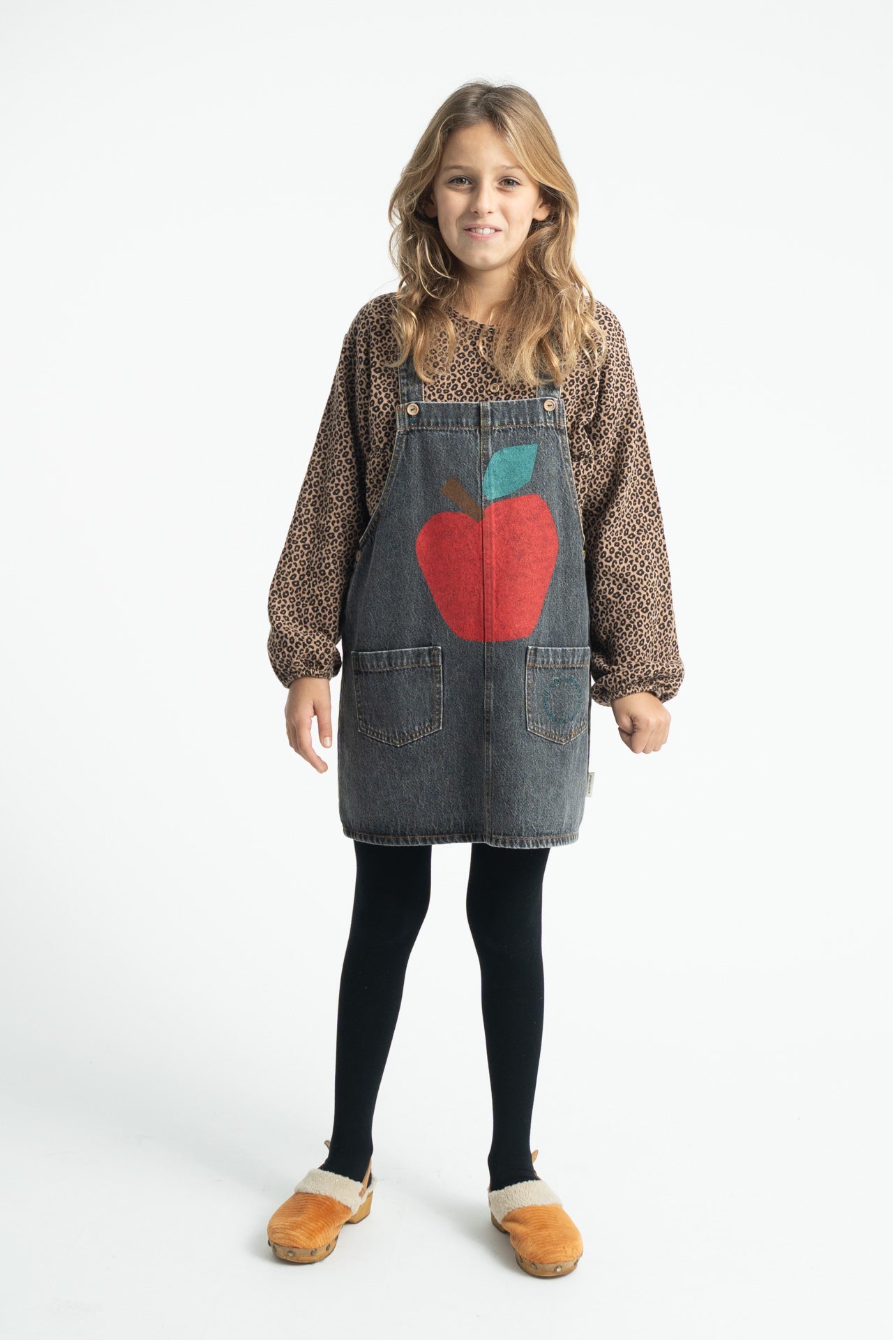 Robe Bretelles Noire Motif Pomme