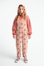 Salopette velours Rose Grandes Fleurs