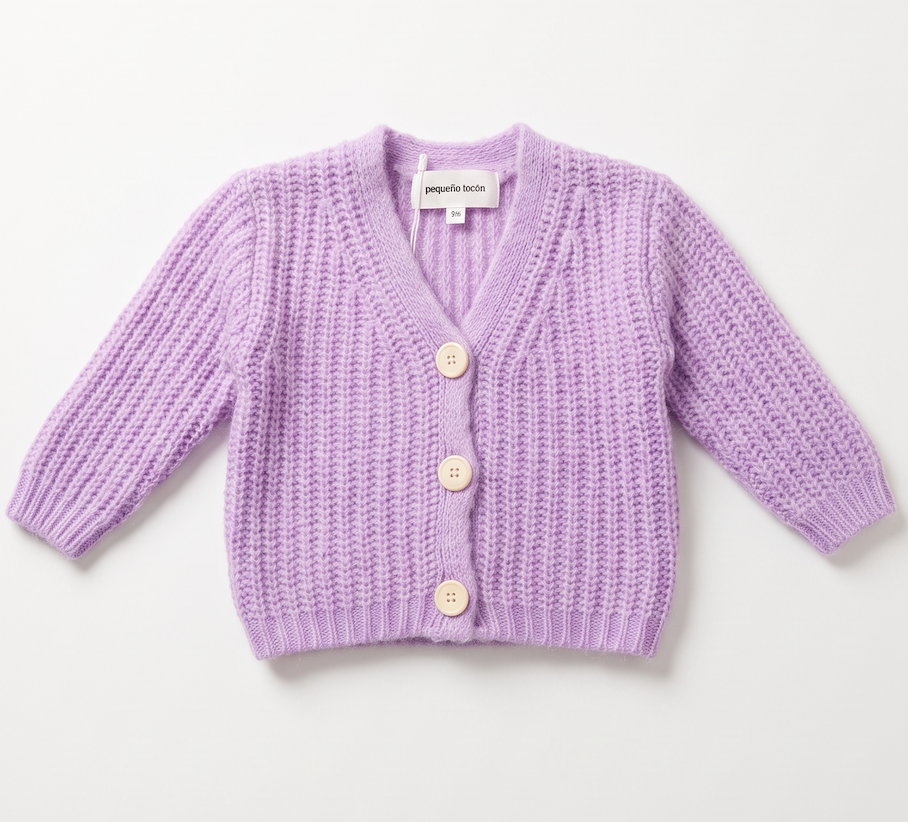 Baby Bouclé Knit Cardigan — Dusty Lilac