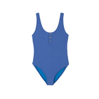 One-Piece Swimsuit – Blue with Golden Stripes 