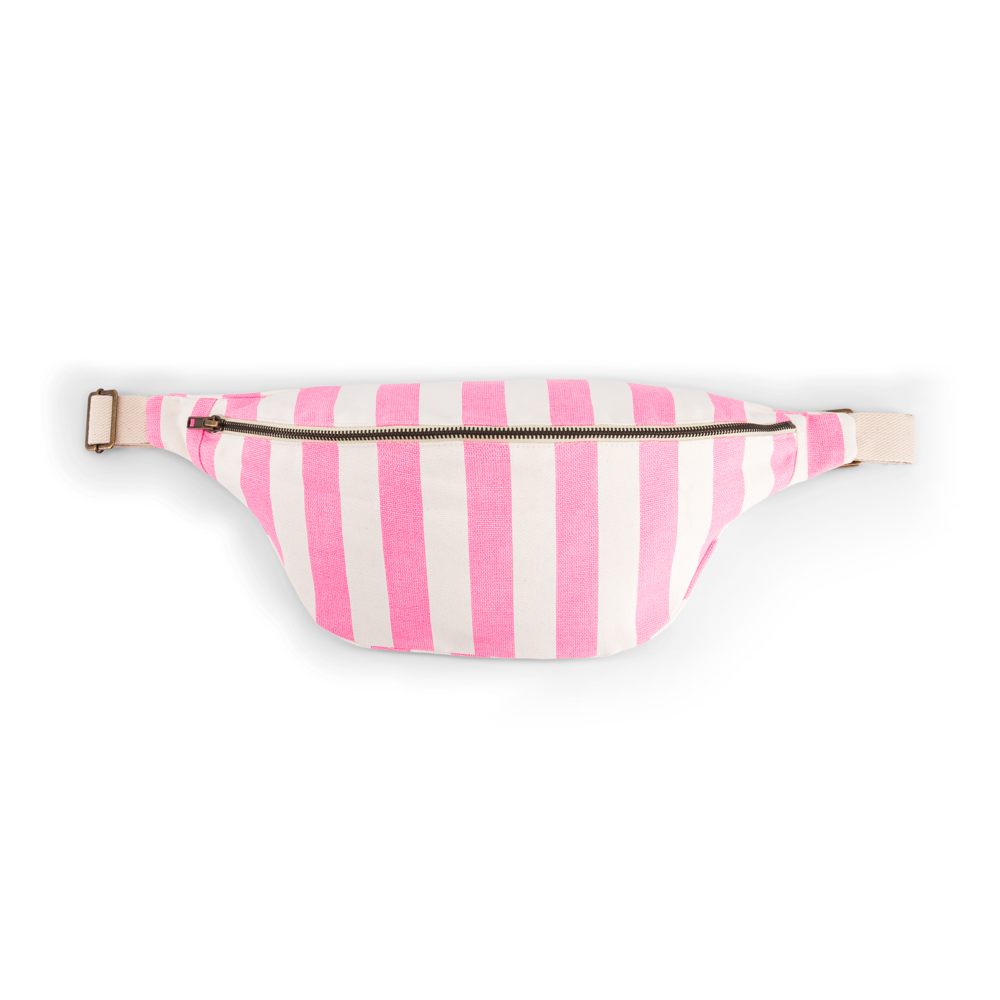 Neon pink striped fanny pack