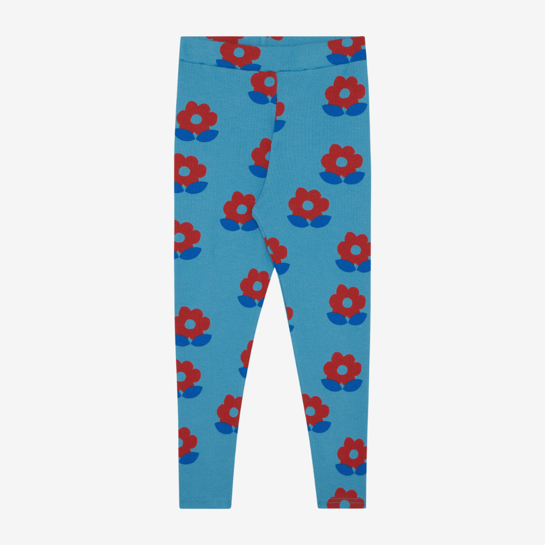Leggings with Red Flowers Print 