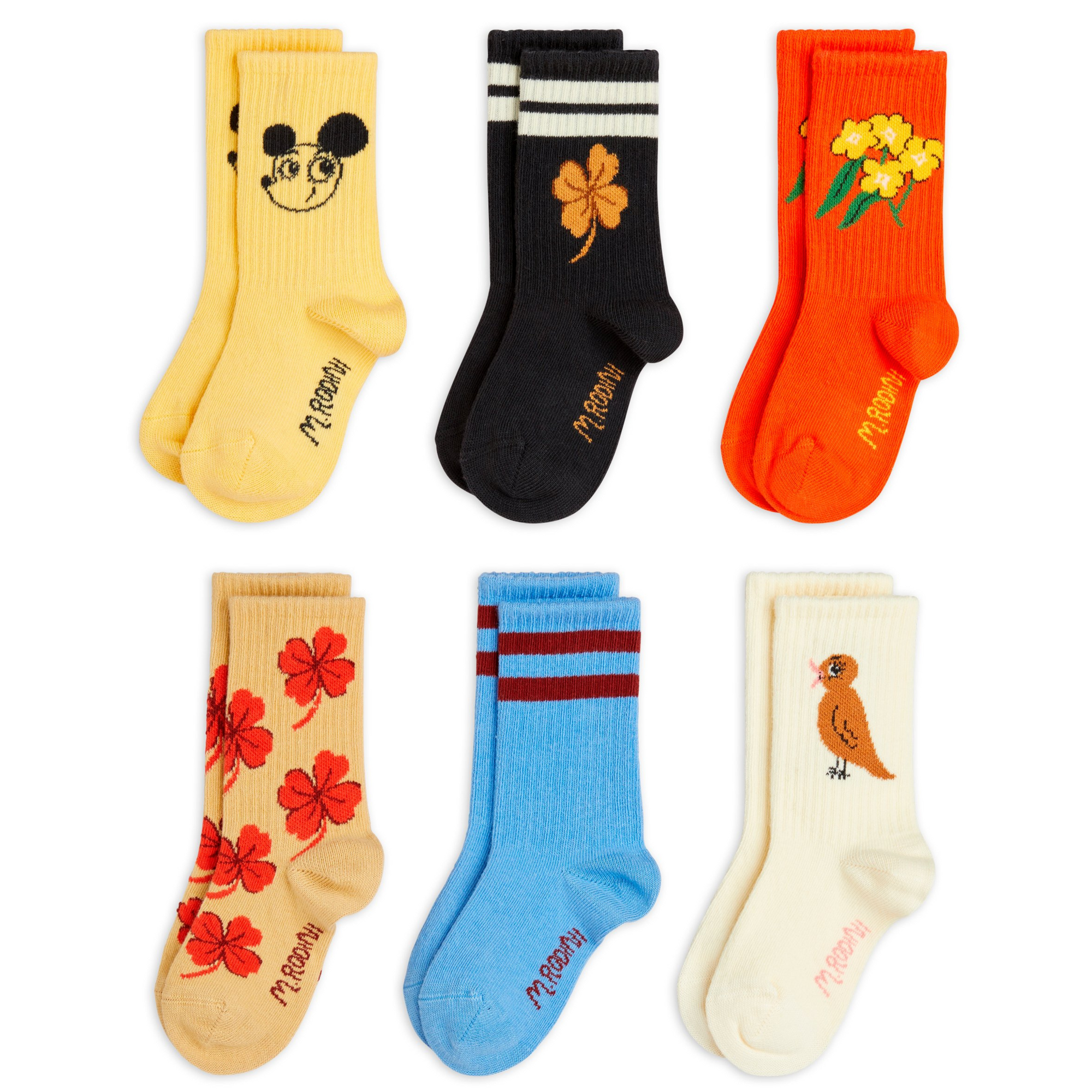 Mini Rodini Kids 6-Pack Socks with Mixed Designs